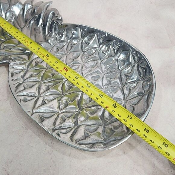 MARIPOSA Brillante 17.5" Heavy Pineapple Aluminum Silver Platter Mexico - Picture 4 of 11